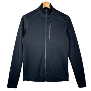 IBEX Heavy Merino Wool Base Layer Full Zip Jacket in black